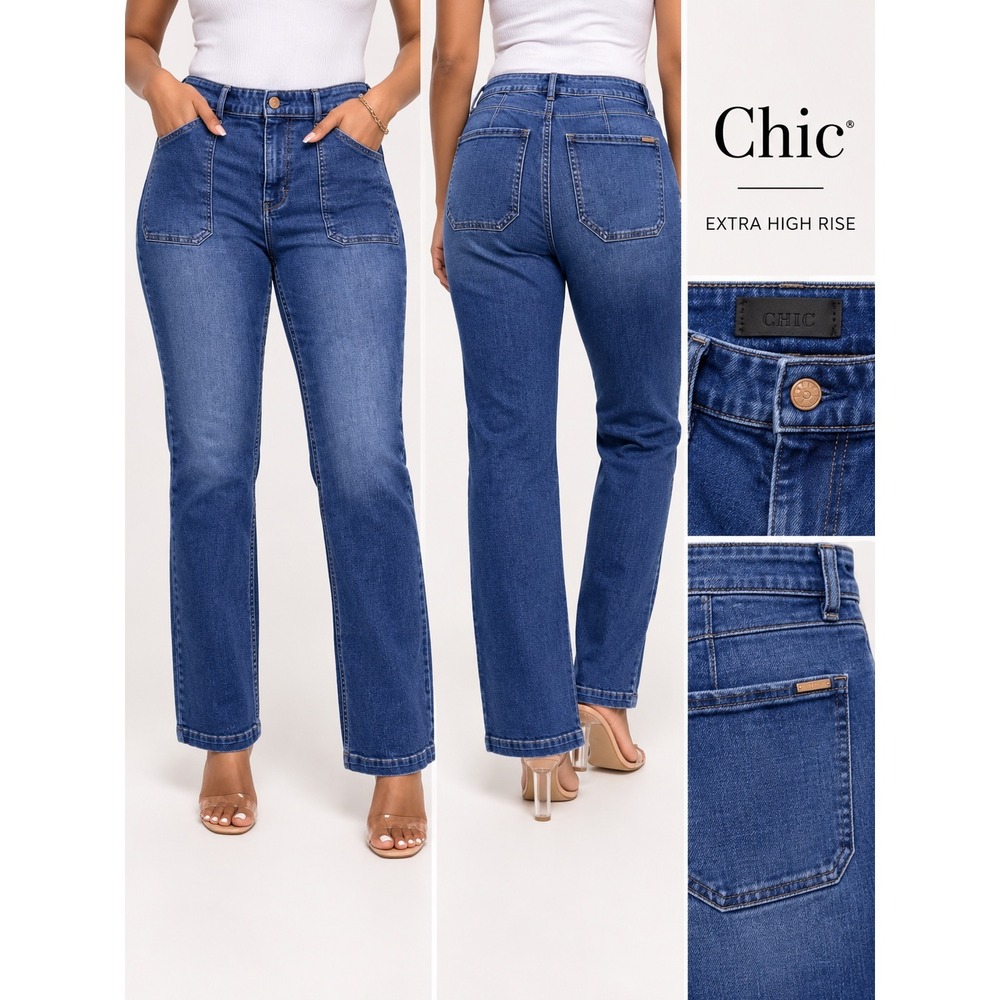 White House Black Market Extra High Rise Trouser Jeans Blue Medium Wash 8
